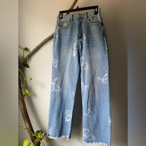 Molly Green Butterfly High Waist Straight Legged Jeans Size Small/ Size 2